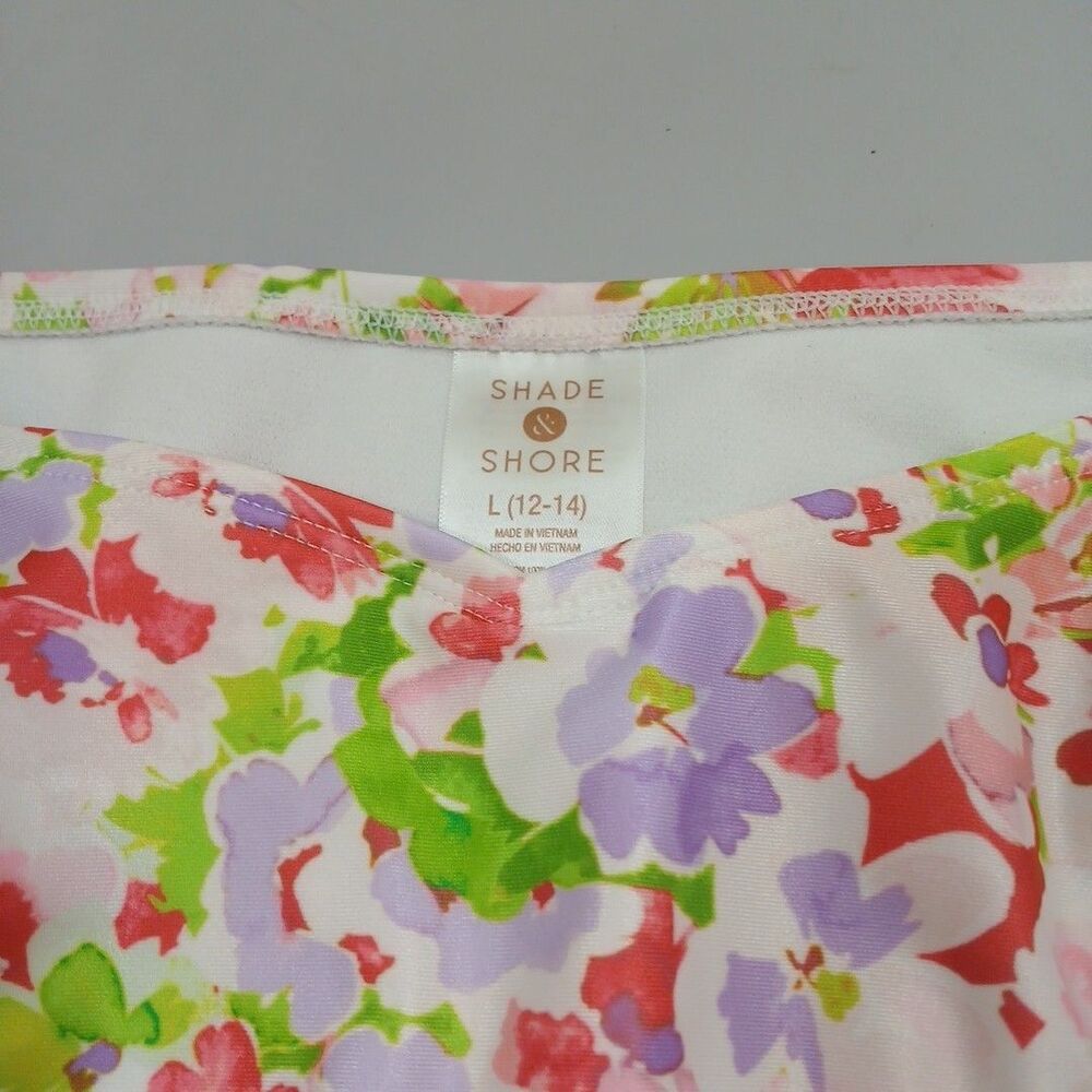 Shade & Shore Large 12-14 Multi Floral Side Ring High Leg Bikini Swim Bottom - Picture 3 of 5